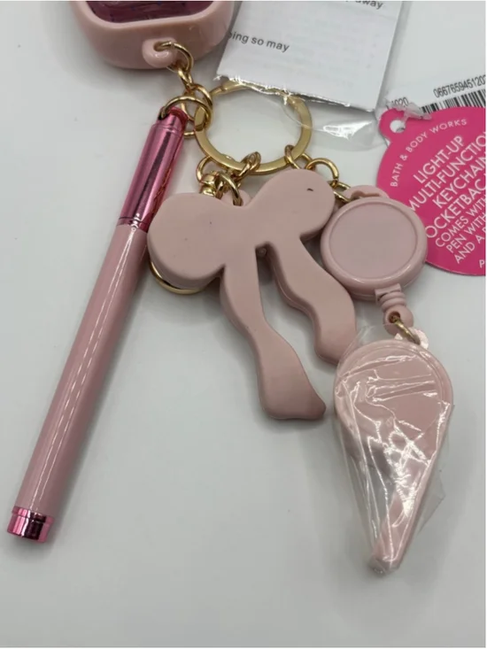 Bath & Body Works A Thousand Wishes PocketBac Holder Keychain Light Up Pink Bow - Picture 7 of 7